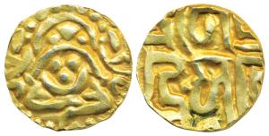 Kalachuris of Tripuri, Gangeya Deva, Base Gold 4 ½ Masha, 3.87g, obv. Goddess Lakshmi seat