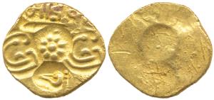 Yadavas of Devagiri, Bhillam Dev V (c. 1185-1193 AD), Gold Padma Tanka, 3.79g, five punche