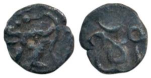 Wai Region, in the name of Bukka Raya, Silver Tara Fanam, 0.22g, obv. Garuda running to ri