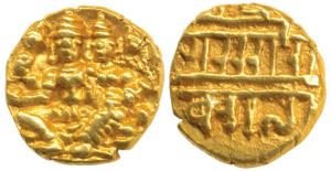 Vijayanagar Empire, Sadashiva Raya (1543-1570 AD), Gold ½ Pagoda, 1.71g, obv. obv. Lakshmi