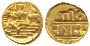 Vijayanagar Empire, Tirumala Raya (1565-1578 AD), Gold ½ Pagoda, 1.68g, obv. Rama and Sita