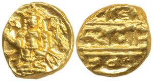 Vijayanagar Empire, Venkitapati Raya III, Gold Pagoda, 3.42g, obv. Tirupati Balaji / Venka