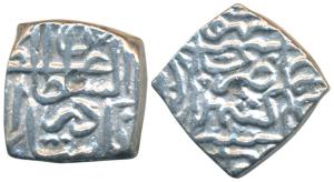 Nazuk (Nadir) Shah, Silver Square Sasnu, 6.04g, Kashmir Mint, al sultan al-a ’zam type (G&