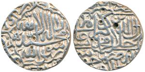 Akbar, Silver Rupee, 11.34g, Dar al-Khilafat Jaunpur Mint, AH 977, Kalima type (KM 80.10).