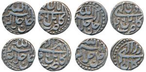Akbar, Silver ½ Rupee (4), Kabul Mint, Ilahi type, Month Mihr, Year 46; Month Aban Year 46