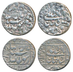 Shah Jahan, Silver Rupee (2), 11.28g & 11.22g, Lahore Mint, AH 1045/8; RY 26, legend withi