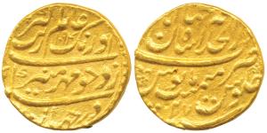 Aurangzeb, Gold Mohur, Dar-ul-Khilafat Shahjahanabad Mint, AH1094/47, mint name at the top