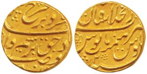 Farrukhsiyar, Gold Mohur, 10.91g, Dar ul-Khilafat Shahjahanabad Mint, RY 2 (KM 390.30). Ab