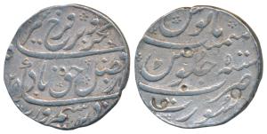 Farrukhsiyar, Silver Rupee, 11.44g, Surat Mint, AH 1128/5 (KM 377.59). Broad flan, Very Fi