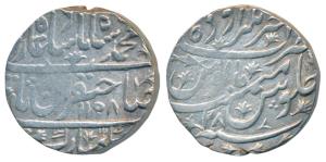 Muhammad Shah, Silver Rupee, 11.31g, Akhtarnagar Awadh Mint, AH 1158/28, ’Sahib-e-Qiran’ t