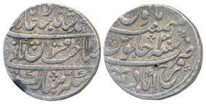 Muhammad Shah, Silver Rupee, 11.23g, Farrukhabad Mint, AH 116X/30, Sahib i-Qiran couplet t