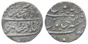 Muhammad Shah, Silver ½ Rupee, 5.52g, Kora Mint, 1152/22 (KM 433.6). Broad flan, About Ext