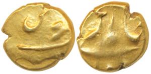 Alamgir II, Gold ½ Pagoda, 1.72g, Guti Mint. Fine+, Rare.