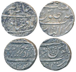 Alamgir II, Silver Rupee (2), 11.19g & 11.03g, Gwalior Mint, AH 1171/5; Imtiyazgarh Mint, 