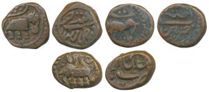 Tipu Sultan, Copper ¼ Paisa (3), Faiz Hisar, Patan and Khaliqabad Mint, AM 1225, Persian l