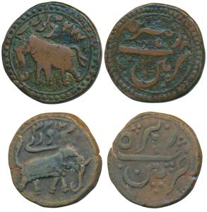 Tipu Sultan, Copper Paisa, 10.47g, Patan Mint, AM 1222& 1223 (KM 123.11&123.5). Very Fine.