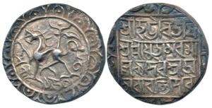 Amara Manikya (SE1499-1508; 1577-1586 AD), Silver Tanka, 10.60g, with title Srihatte Vijay