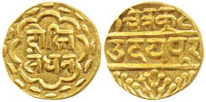 Swarupshahi Series, Gold Mohur, 10.9g, Udaipur Mint, obv. Devanagari legend ’Dosti Landhan