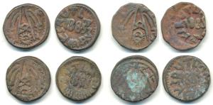Ranjit Singh (VS 1921-1950; 1864-1893 AD), Copper Paisa (4), arms of the state on obv., RV