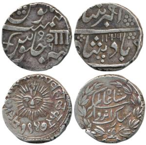 Silver Rupee (2), Baroda, Anand Rao, AH 1226/6, in the name of Muhammad Akbar II; Indore, 