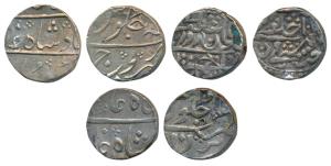 Silver Rupee (3), Baroda, in the name of Shah Alam II; Broach, Imtaya-ud-Daula, in the nam