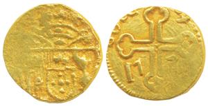 Goa, Jose the Reformer (1750-1777 AD), Gold 12 Xerafins, 4.87g, obv. crowned arms, rev. cr