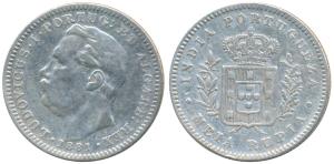Goa, Luis I (Ludwig), Silver ½, Rupia, 1881, (KM 311). Very Fine.