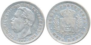 Goa, Luis I (Ludwig), Silver ½, Rupia, 1882, (KM 311). Very Fine.