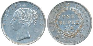 Victoria Queen, Silver Rupee, 1840, continuous legend. About Extremely Fine.