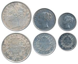 Victoria Queen, set of 3, Silver Rupee, ½ &¼,1840, continuous legend, Bombay Mint, English