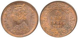 Victoria Empress, Copper 1/12 Anna, 1897. Uncirculated.