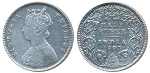 Victoria Empress, Silver ½ Rupee, 1897, Calcutta Mint, A / I / C incuse, (Prid 280). Very 