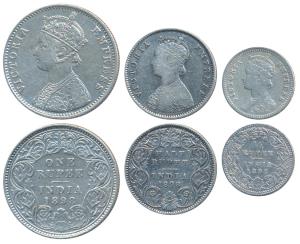 Victoria Empress, Silver Rupee, ½ & ¼, 1898, Calcutta Mint, C3 / I / C incuse, (Prid 137);
