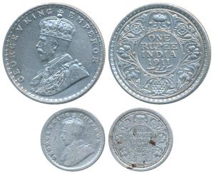 George V, Silver Rupee & ¼, 1911, Bombay Mint. Fine to Very Fine+. (2)