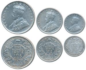George V, Silver Rupee, ½ & ¼, 1912, Calcutta Mint. Fine to About Extremely Fine. (3)