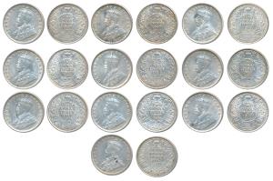 George V, Silver 2 Annas (10), 1917, Calcutta Mint. Uncirculated. (10)