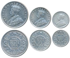 George V, Silver Rupee, ½ & ¼, 1918, Bombay Mint. About Very Fine to Very Fine+. (3)