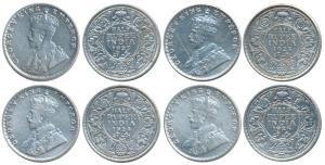 George V, Silver ½ Rupee (4), 1923, 1924, 1925 and 1926, Bombay Mint. Very Fine to About E