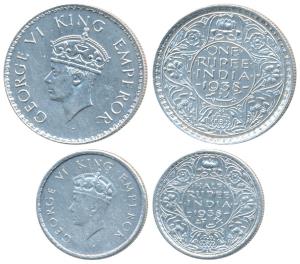 George VI, Half Silver Rupee & ½, 1938, Bombay Mint. Very Fine+ and Extremely Fine. (2)