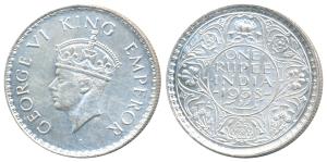 George VI, Silver Rupee, 1938, Bombay Mint, A / I, without dot, (Prid 233). About Uncircul