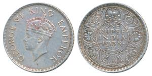 George VI, Silver Rupee, 1938, Bombay Mint, A / I, with dot, (Prid 234). Very Fine+.