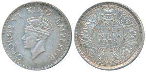 George VI, Silver Rupee, 1938, Bombay Mint, A / I / with dot, (Prid 234). Very Fine+, Scar
