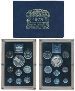 1973 Proof Set, Grow More Food, set of 9, 1 Paisa to Rupees 10. In near immaculate conditi