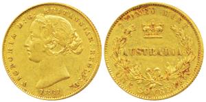 Australia, Victoria, Gold Sovereign, 8g, 1861, Laureate head, Sydney Mint, (KM 4). Very Fi