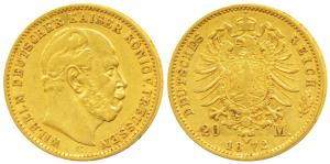 Germany, Prussia, Wihelm I, Gold 20 Mark, 7.92g, Berlin Mint, 1872C, obv. head to right, r