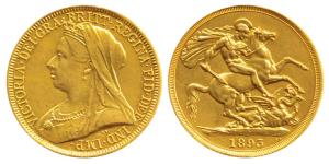 Great Britain, Victoria, Gold 2 Pounds, 16g, Veiled head bust on obv., St. George slaying 