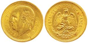 Mexico, Gold 10 Pesos, 8.32g, 1959, an eagle holding a snake in its beak (KM 473). About U