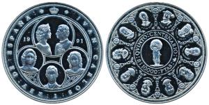 Spain, Juan Carlos I, Silver 10,000 Pesetas, 168.75g, 1991, obv. Royal family depicted in 
