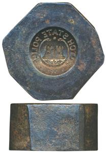 Iron Die, 289.5g, Kutch State Police, Die for Buttons; logo of the state that is the turre