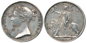 1857-58 Mutiny Medal, Silver, awarded to Private Baloo Morrim 4th B Bombay Artillery (Meda